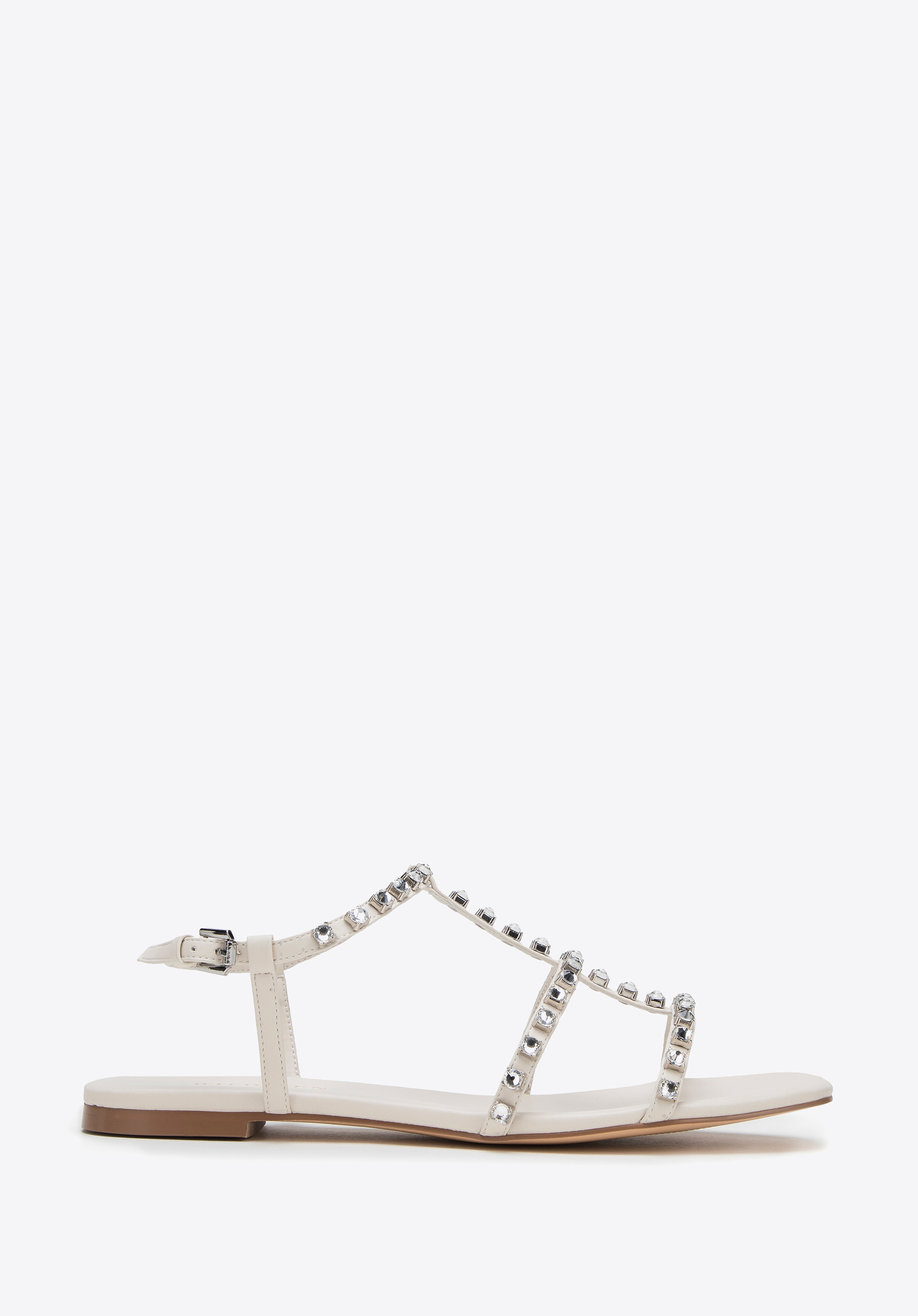 Dámske kožené sandále s kryštálmi, krémová, 98-D-972-G-39, Obrázok 1