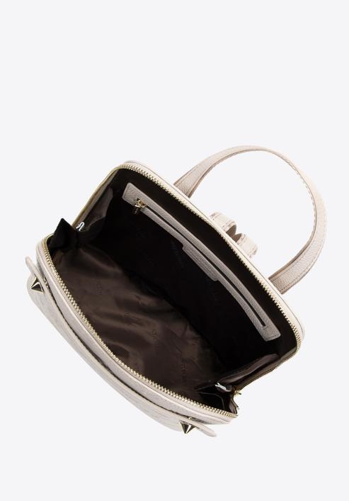 Dámský kožený batoh s lichoběžníkovým monogramem, krémová, 98-4E-604-P, Obrázek 3