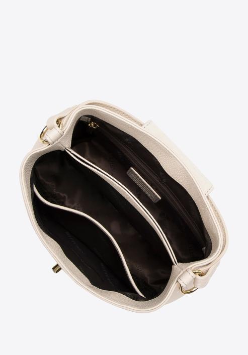 Kožená dámská kabelka s ozdobnou sponou, krémová, 98-4E-613-Z, Obrázek 3