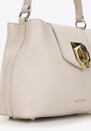 Kožená dámská kabelka s ozdobnou sponou, krémová, 98-4E-613-Z, Obrázek 4