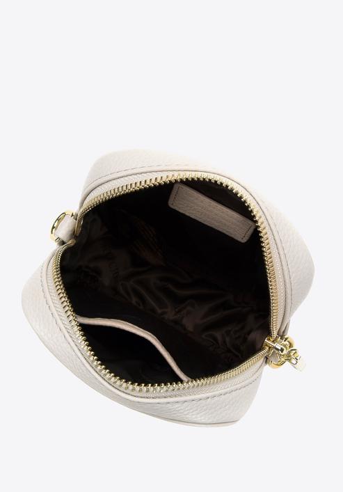 Kožená mini kabelka s monogramem, krémová, 98-2E-601-9, Obrázek 3