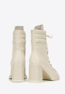 Kožené dámské boty s prošívanou vsadkou na patě, krémová, 97-D-521-1W-40, Obrázek 4