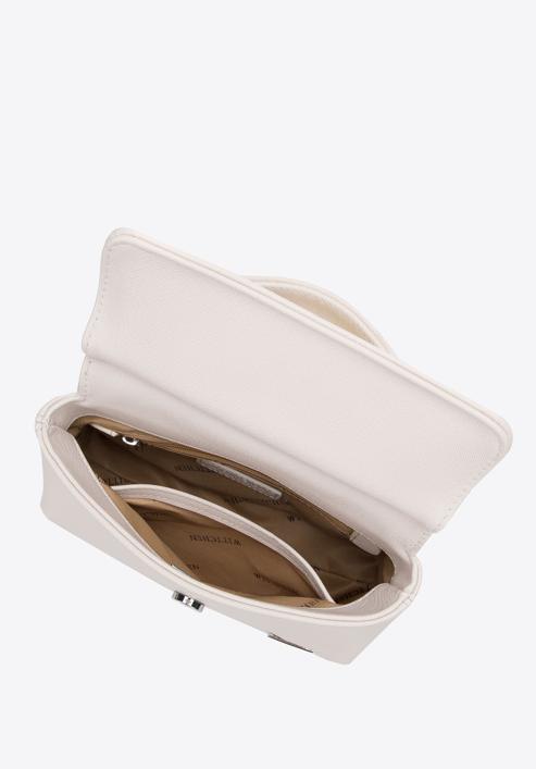 Mini kabelka z ekologické kůže s lesklou přezkou, krémová, 98-4Y-212-P, Obrázek 3