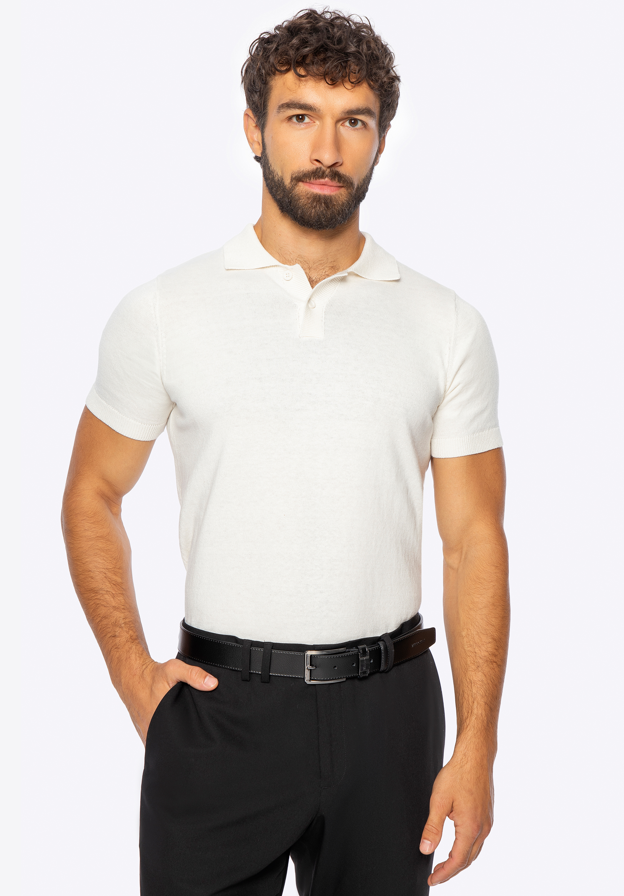 Pánský svetr ze směsi bavlny a kašmíru, krémová, M0-99-105-0-XL, Obrázek 1