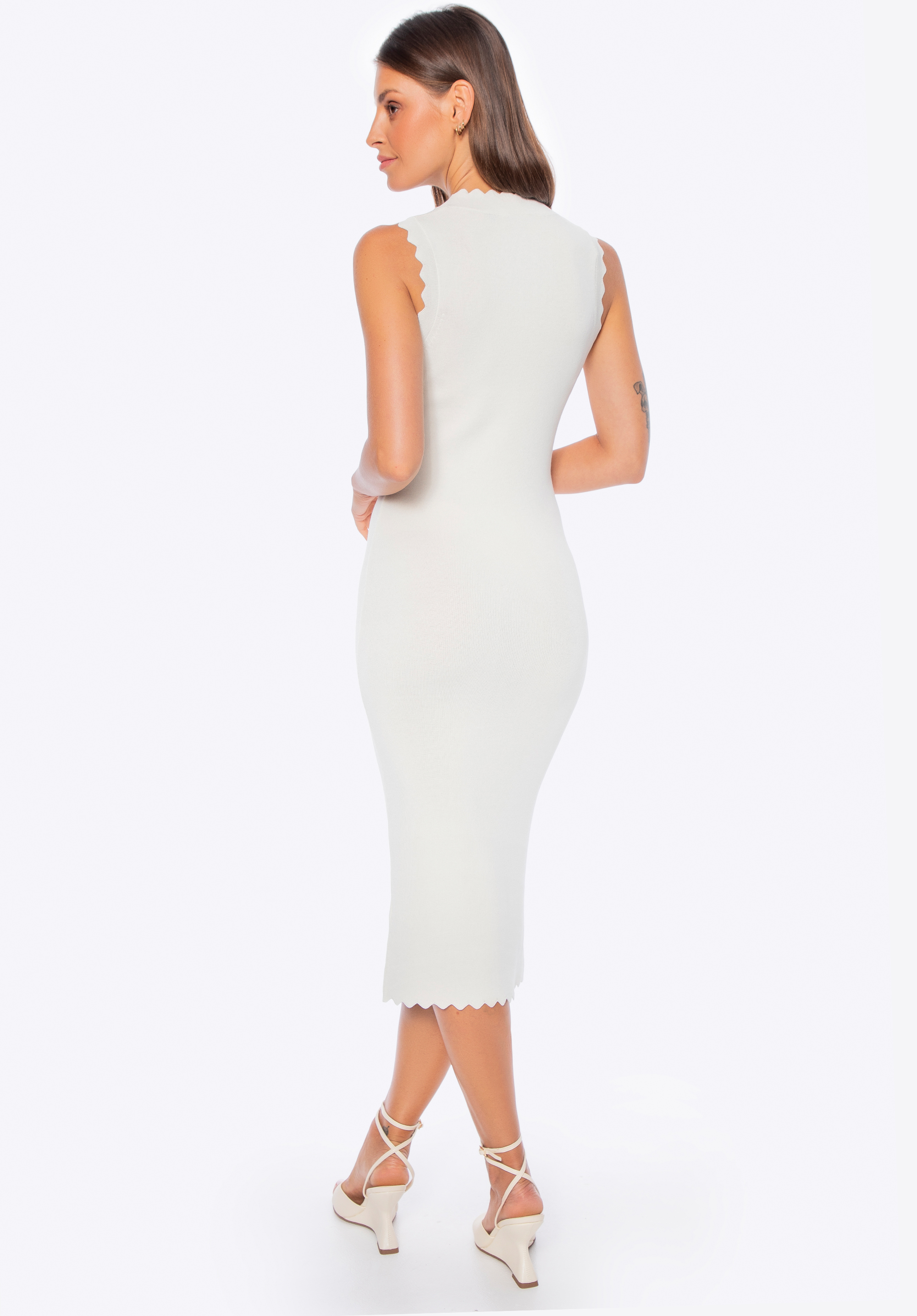 Pletené šaty z viskózy a nylonu, krémová, D0-99-103-0-XL, Obrázek 1