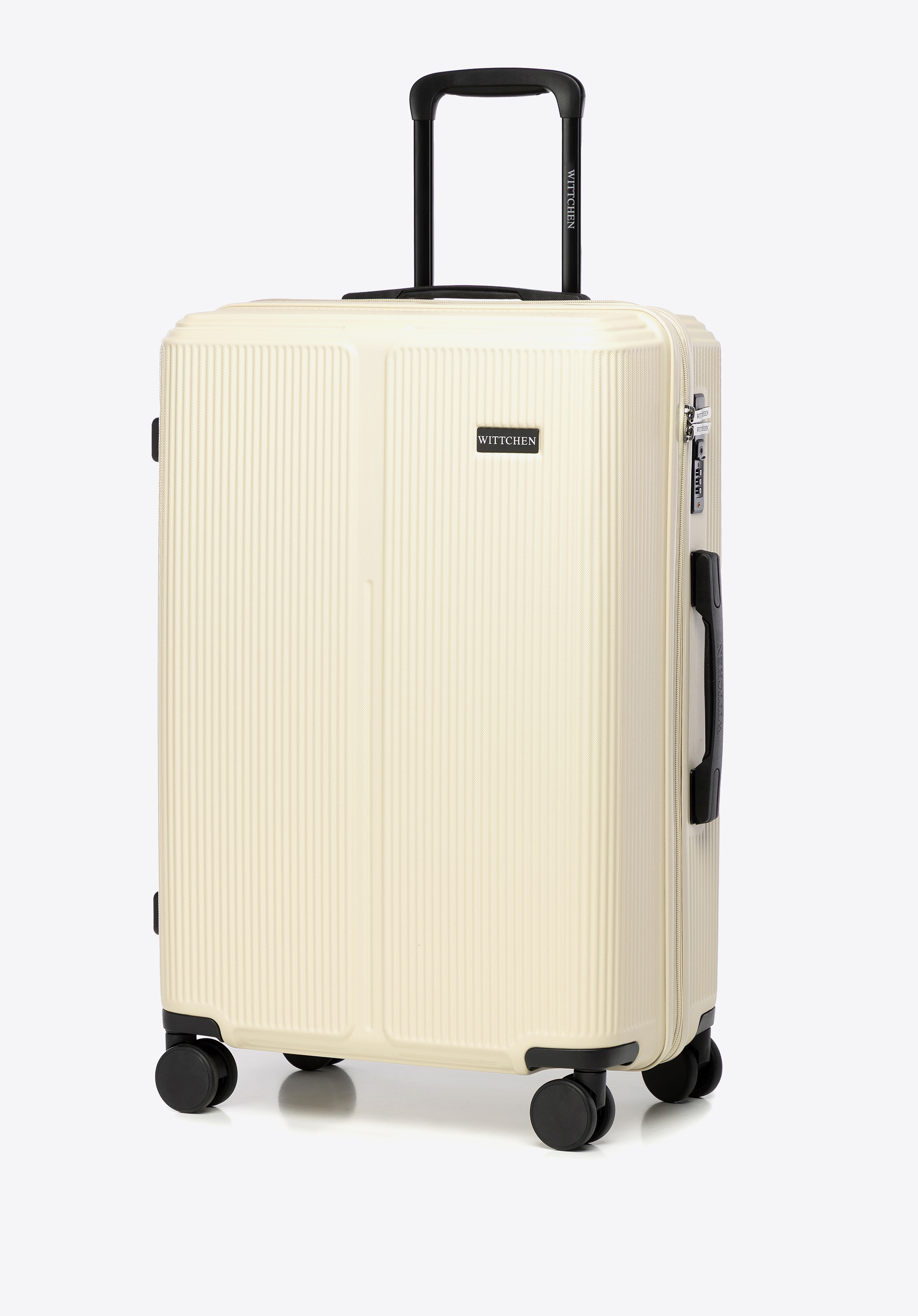 Sada zavazadel z pruhovaného ABS materiálu, krémová, 56-3A-60S-89, Obrázek 1