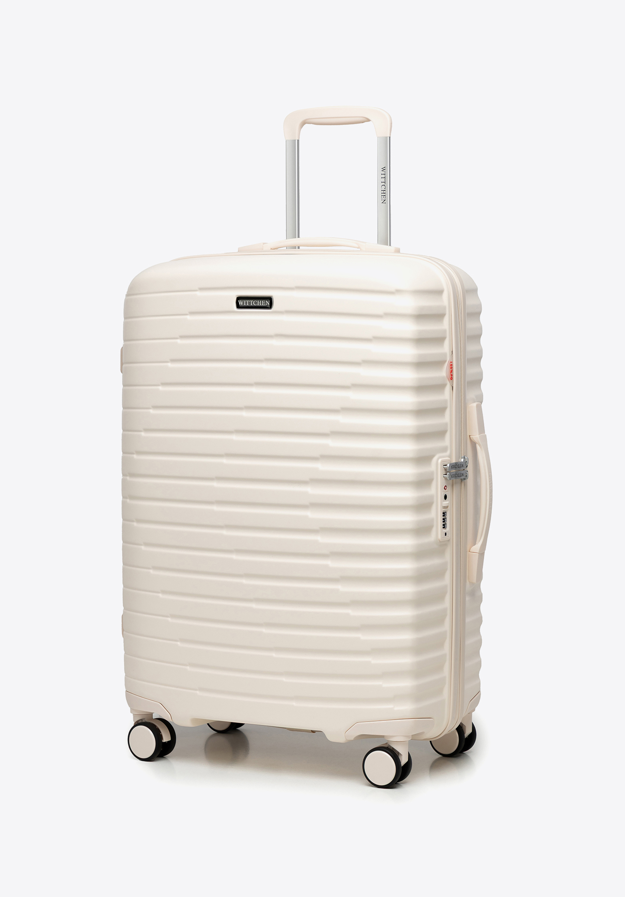 Střední polykarbonátový kufr s vodorovnými žebry, krémová, 56-3P-612-88, Obrázek 1