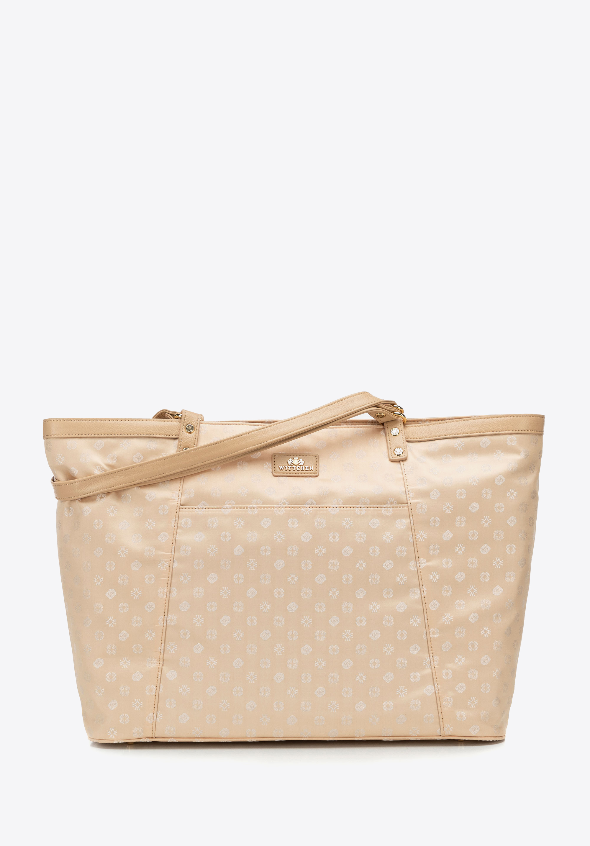 Žakárová shopper taška v monograme, krémová, 98-4E-905-0, Obrázok 1