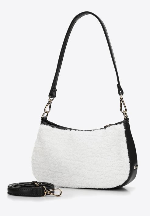 Malá kabelka s ekologickou kožešinou, krémově černá, 97-4Y-502-1, Obrázek 2