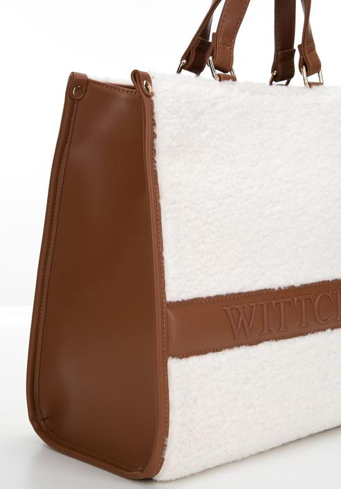 Dámská kabelka  s vložkami z ekologické kožešiny, krémově hnědá, 97-4Y-505-9, Obrázek 4
