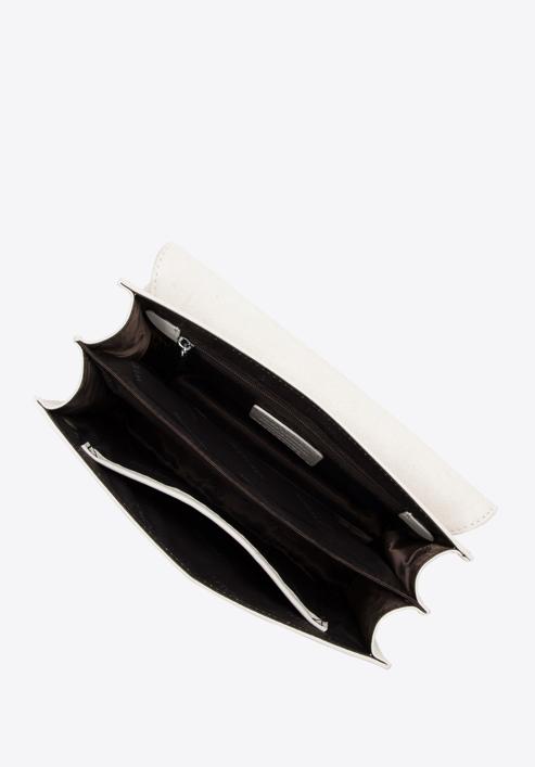 Klasická dámská kožená messenger taška s řetízkem, krémově stříbrná, 98-4E-624-6, Obrázek 4