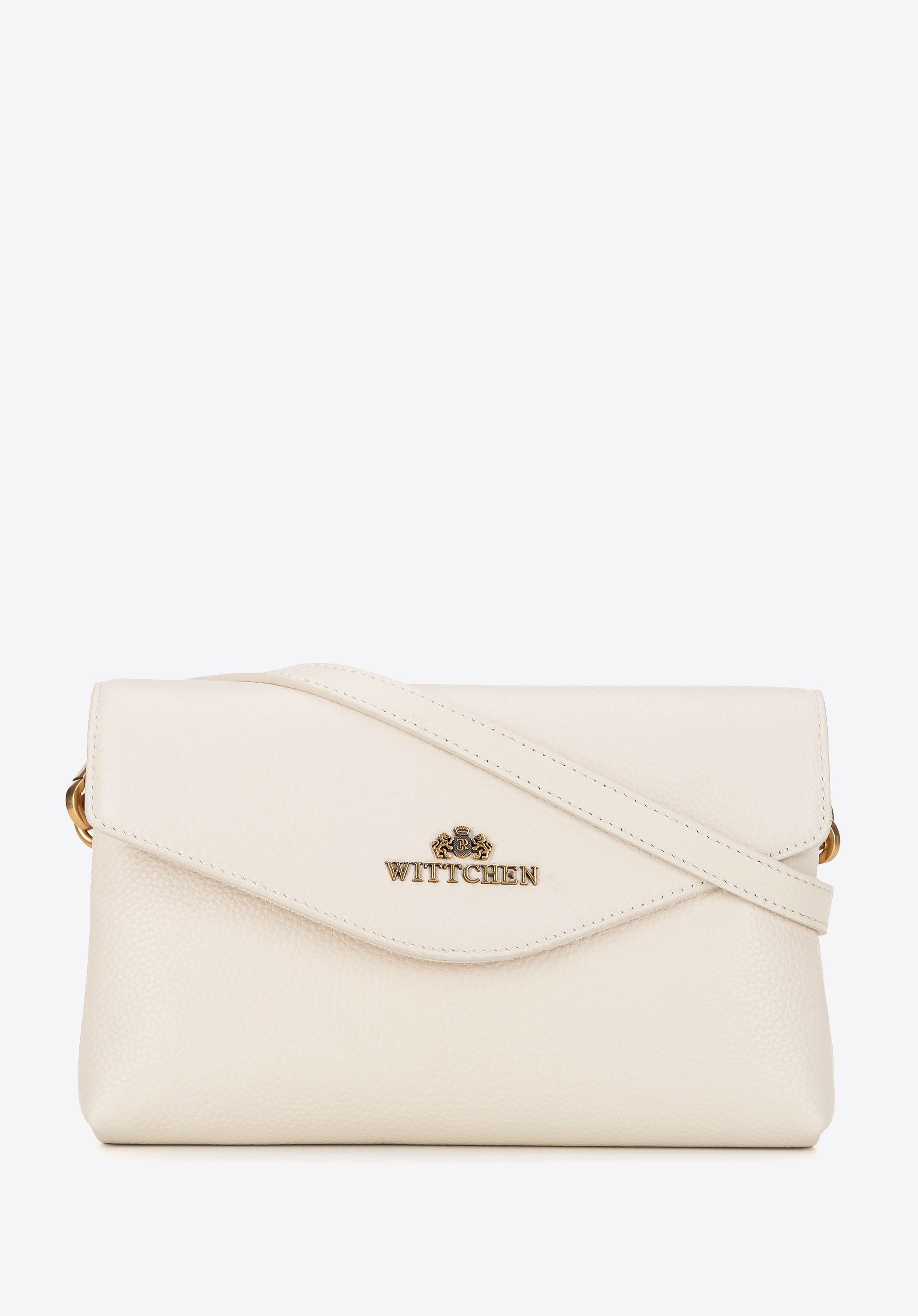 Маленька жіноча сумка-месенджер з натуральної шкіри, кремовий, 101-4E-610-0, Фото 1