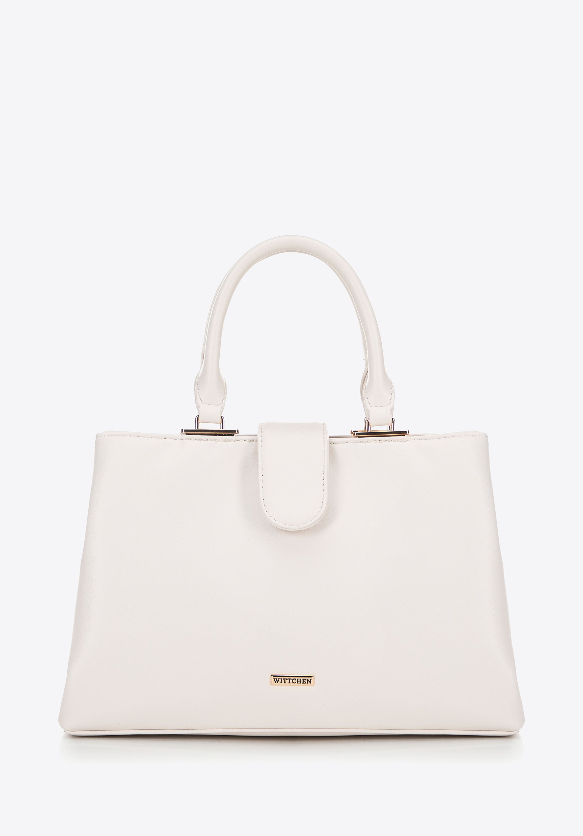 Жіноча сумка з двома відділеннями з екошкіри, кремовий, 100-4Y-202-0, Фото 1