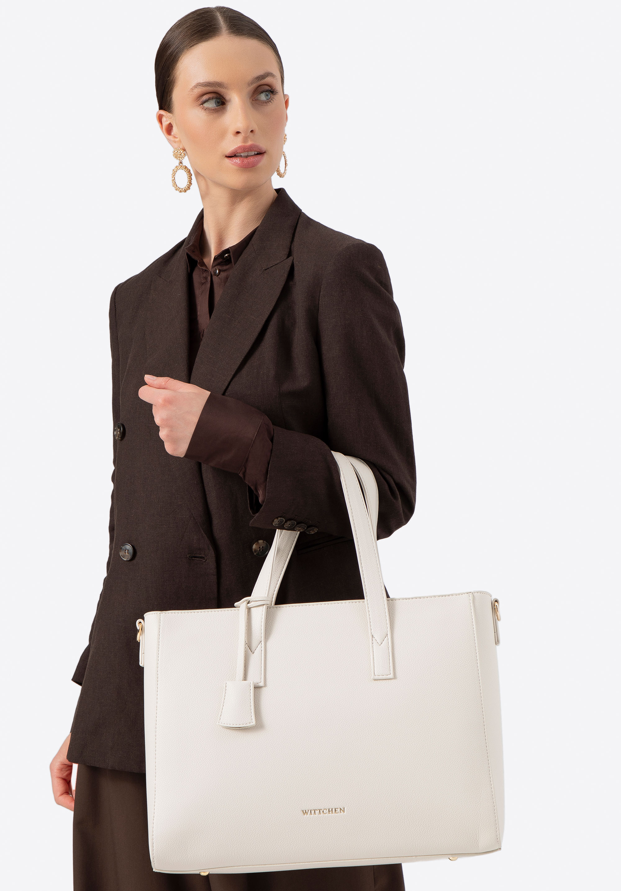 Жіноча сумка для ноутбука 16"в зі штучної шкіри, кремовий, 100-4Y-918-0, Фото 1