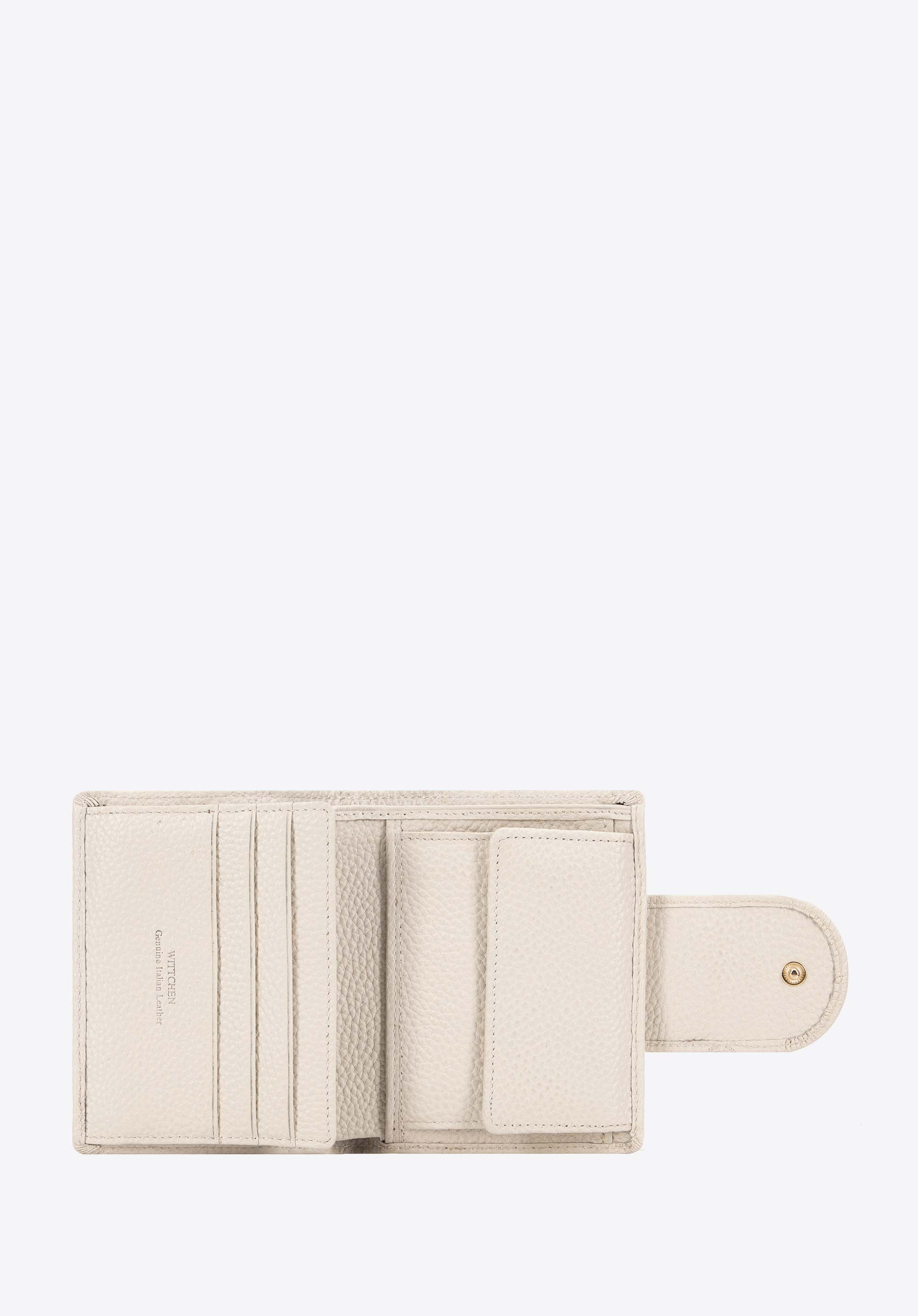 Жіночий шкіряний гаманець з тисненням, кремовий, 99-1E-362-9, Фото 1