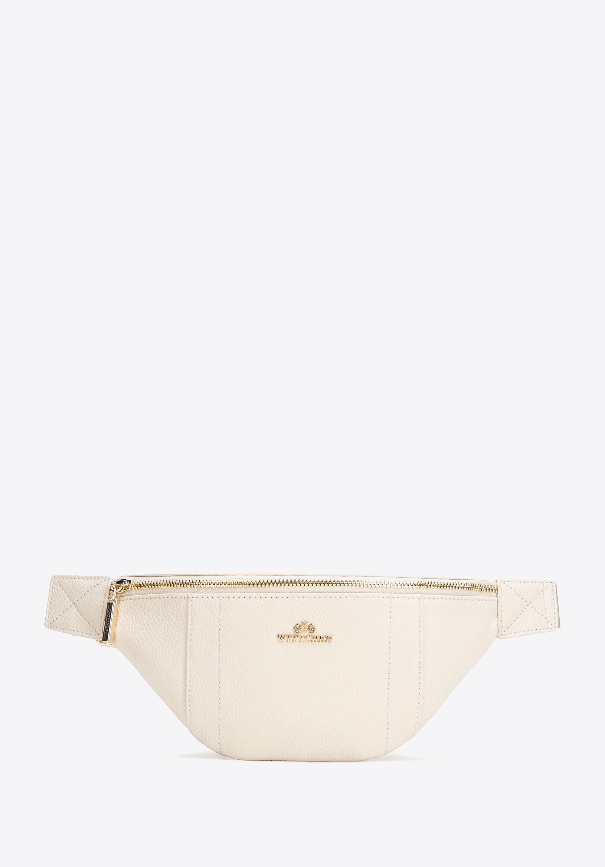 Шкіряна поясна сумка, кремовий, 102-3E-625-0, Фото 1