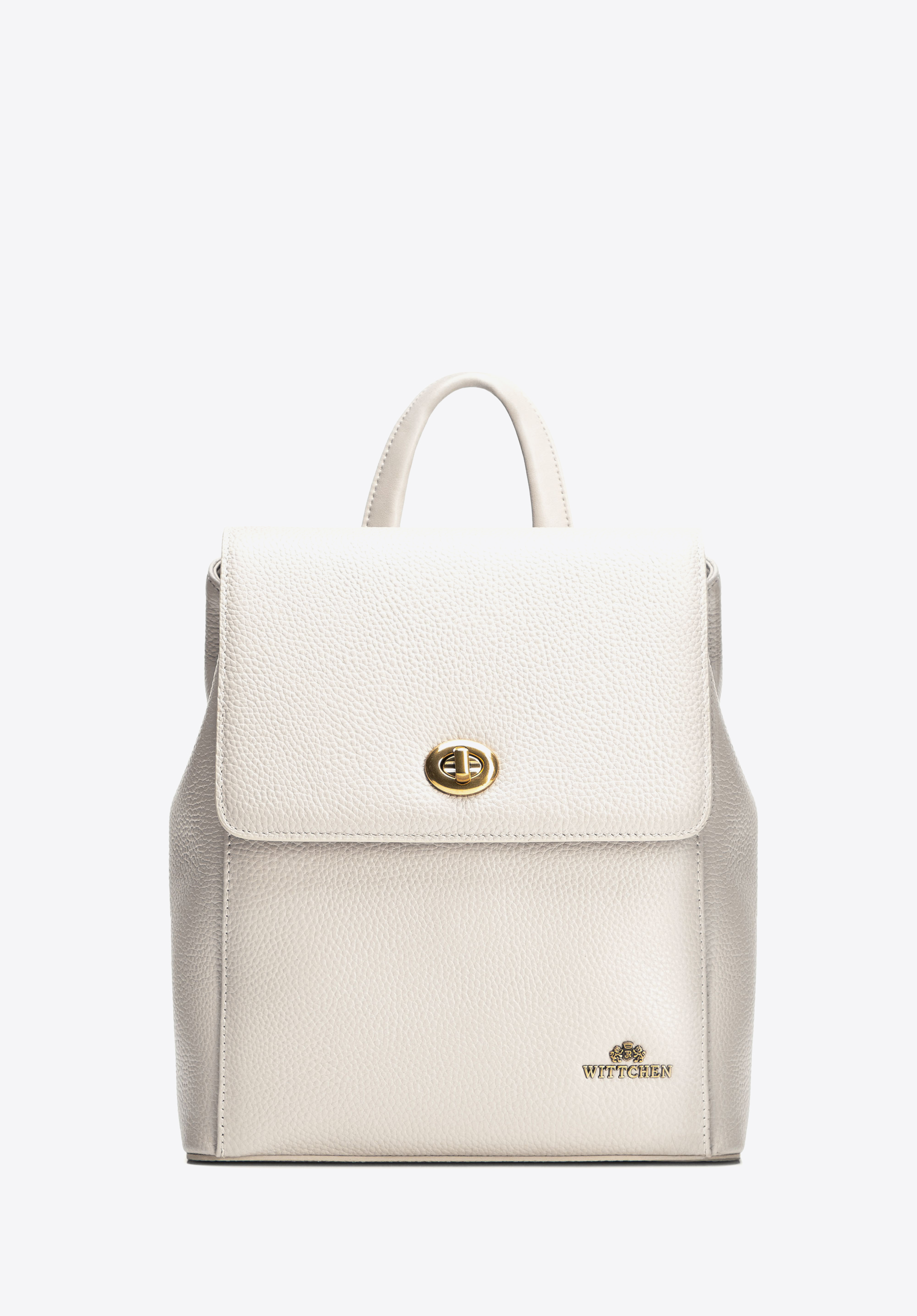 Жіночий шкіряний рюкзак з прямокутним клапаном, кремовий, 100-4E-225-9, Фото 1