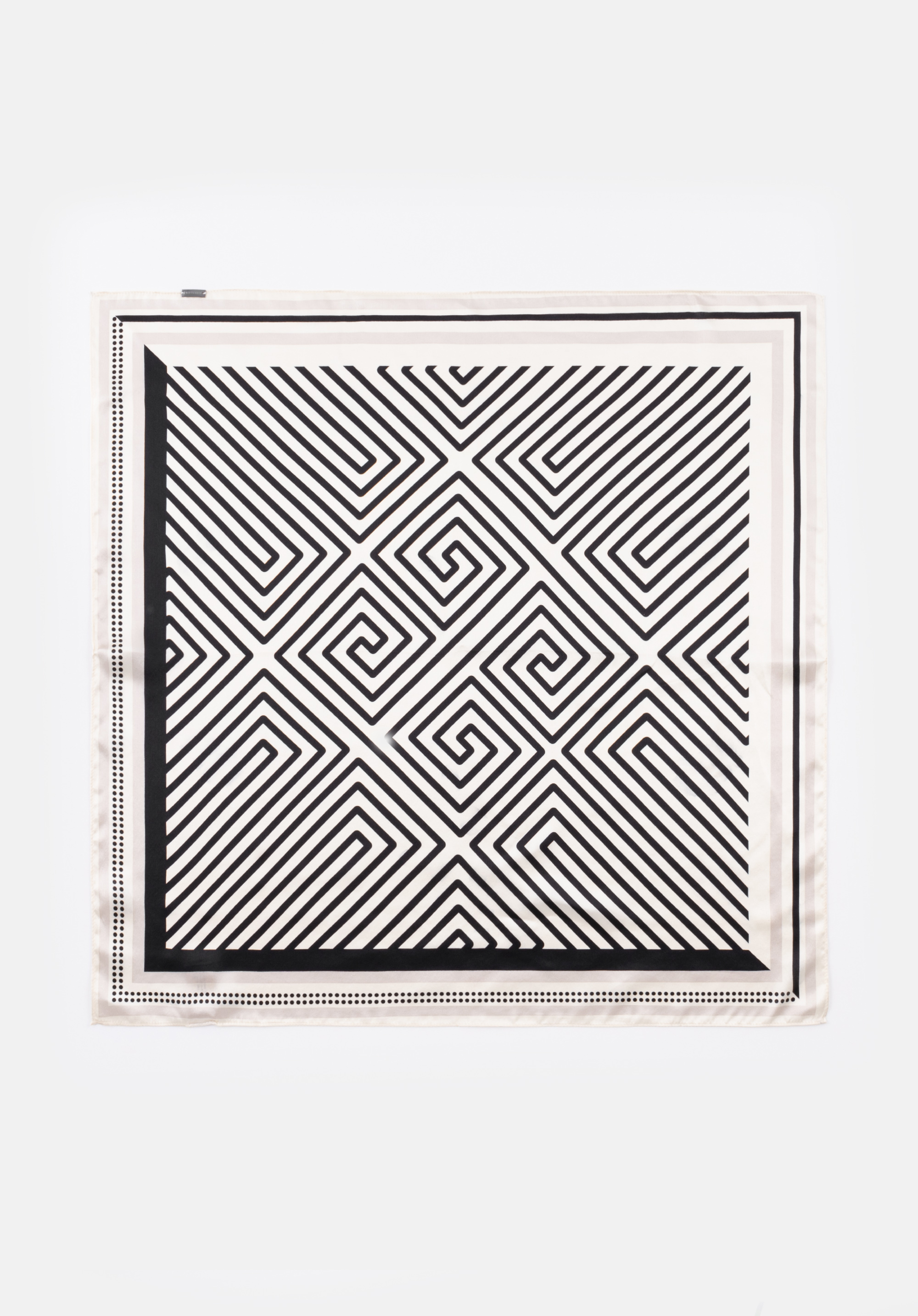 Dámsky hodvábny šál s geometrickými vzormi, krémovo-čierna, 100-7D-S01-X6, Obrázok 1