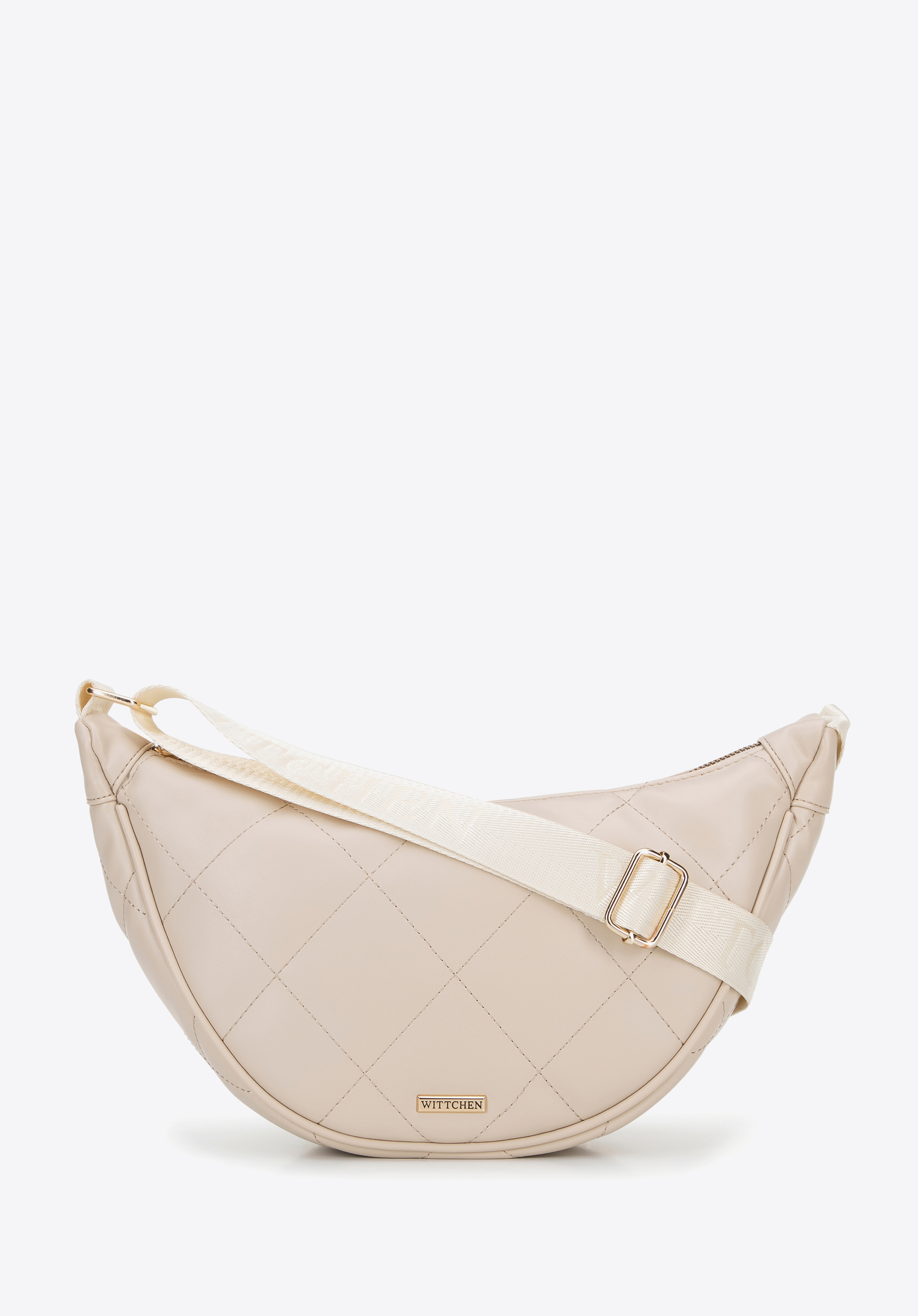 Women’s baguette bag with geometric stitching, krémovo-zlatá, 100-4Y-422-9G, Obrázok 1
