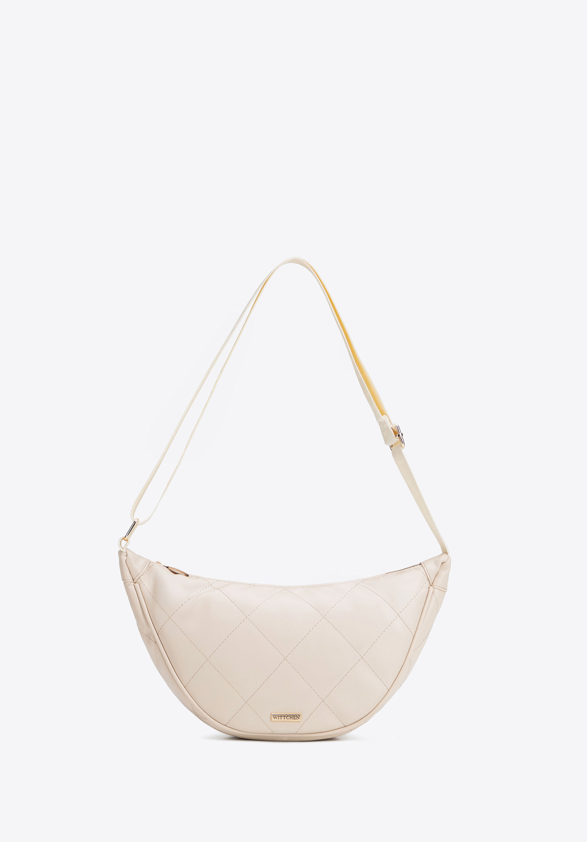 Women’s baguette bag with geometric stitching, krémovo-zlatá, 100-4Y-422-9G, Obrázok 1