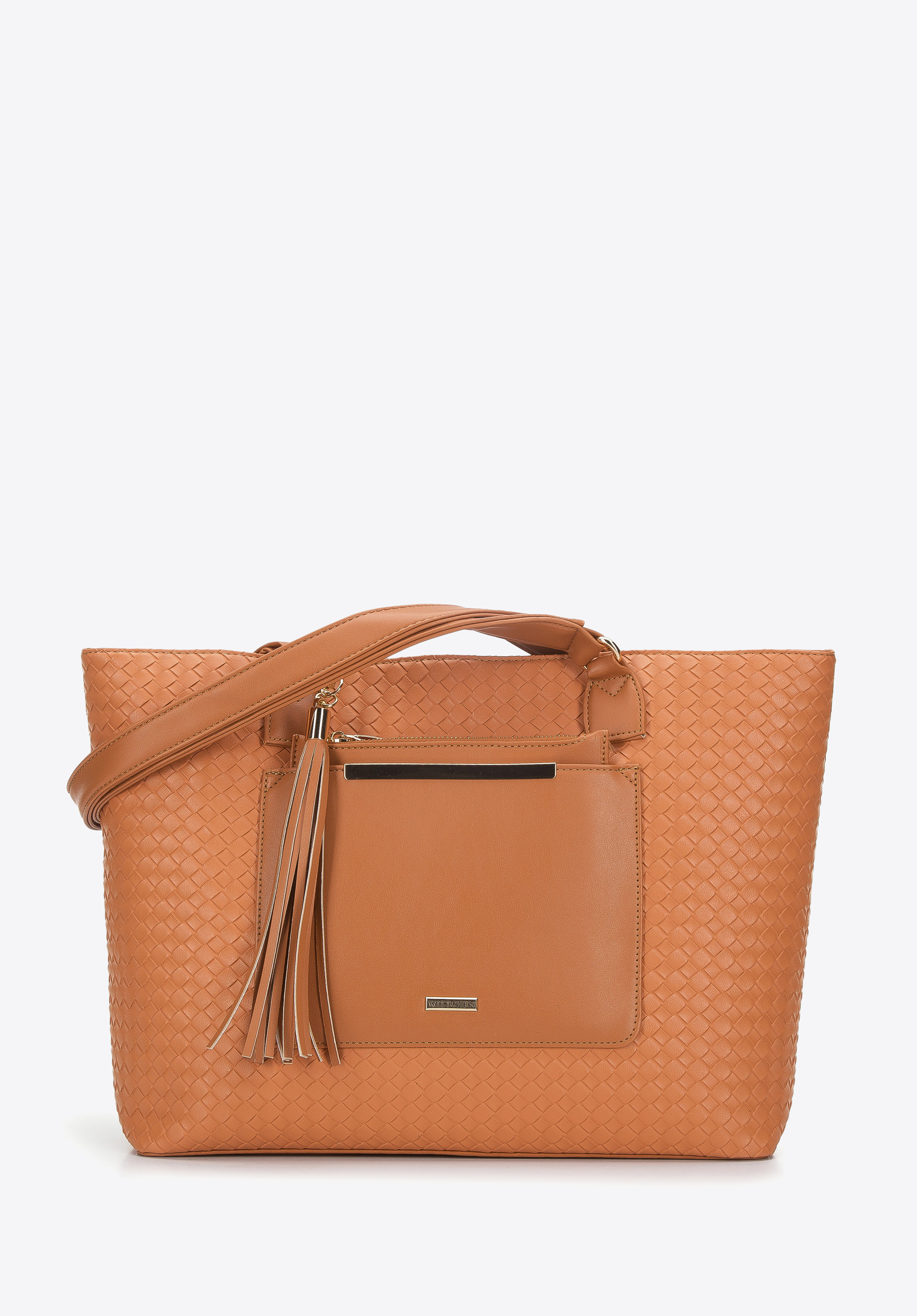 Shopper-Tasche mit geprägtem Geflechtmuster