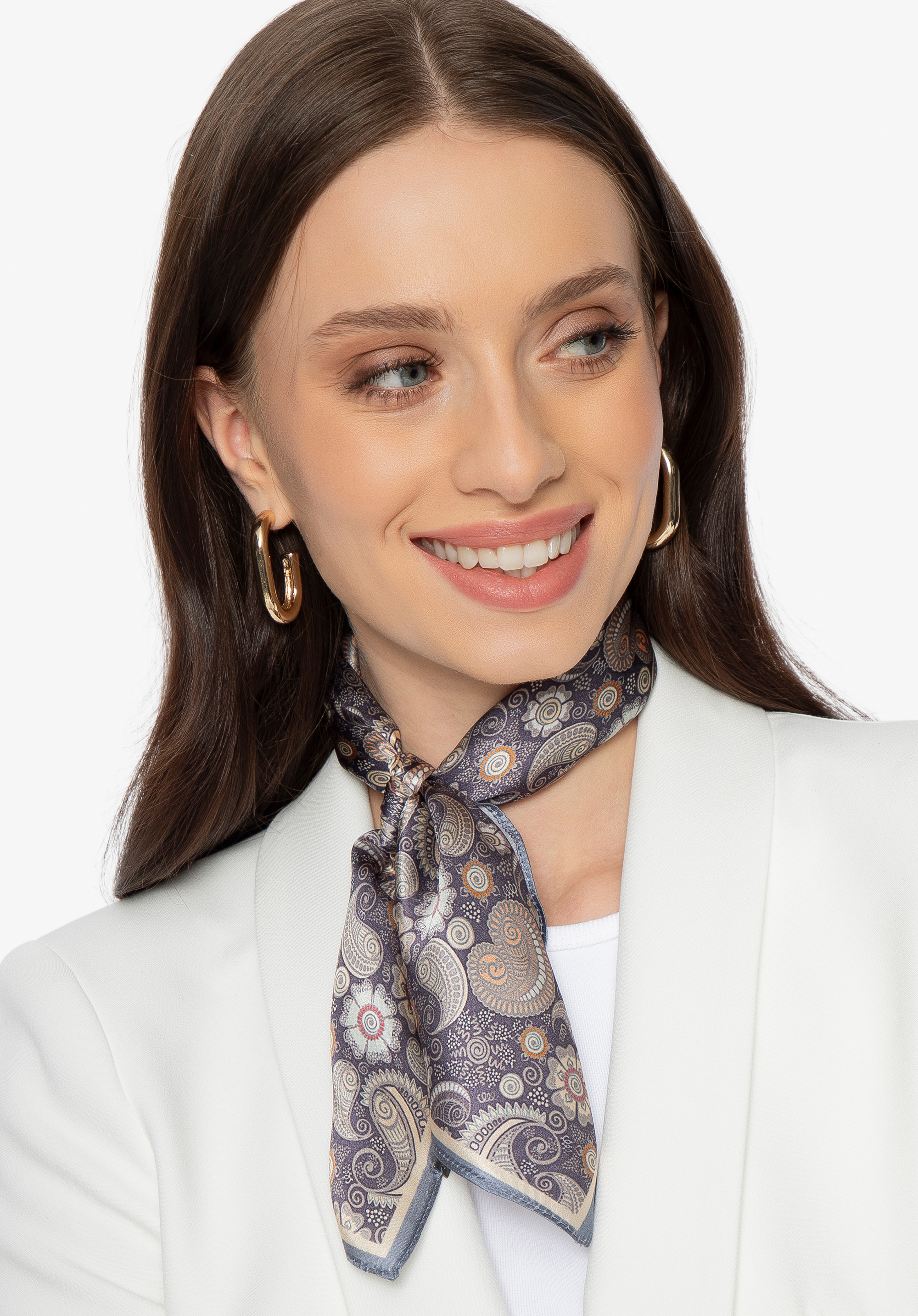 Damen-Seidenschal mit Blumenmuster, lila, 100-7D-S20-X6, Bild 1