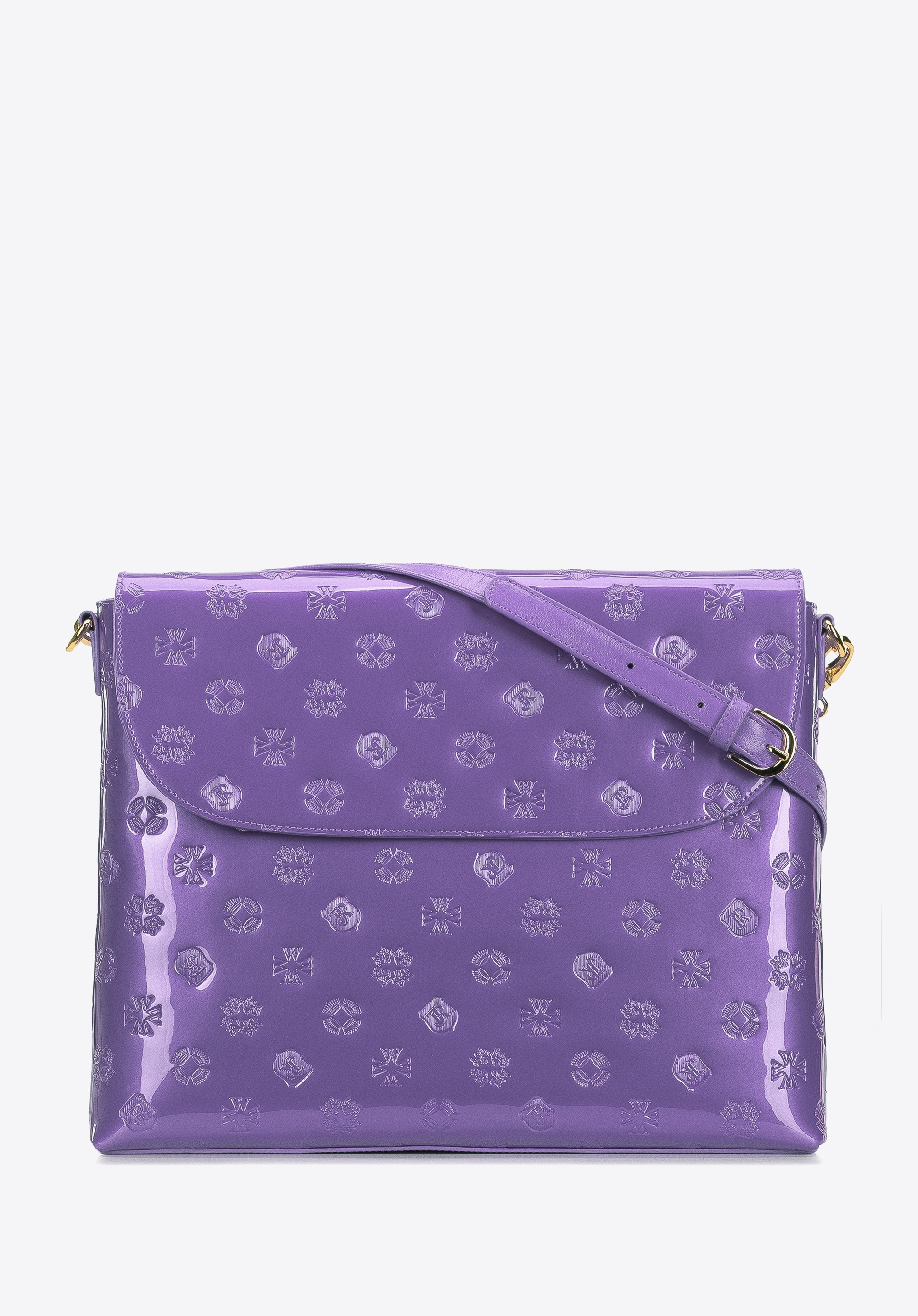 Damen-Umhängetasche aus Metallic-Lackleder groß