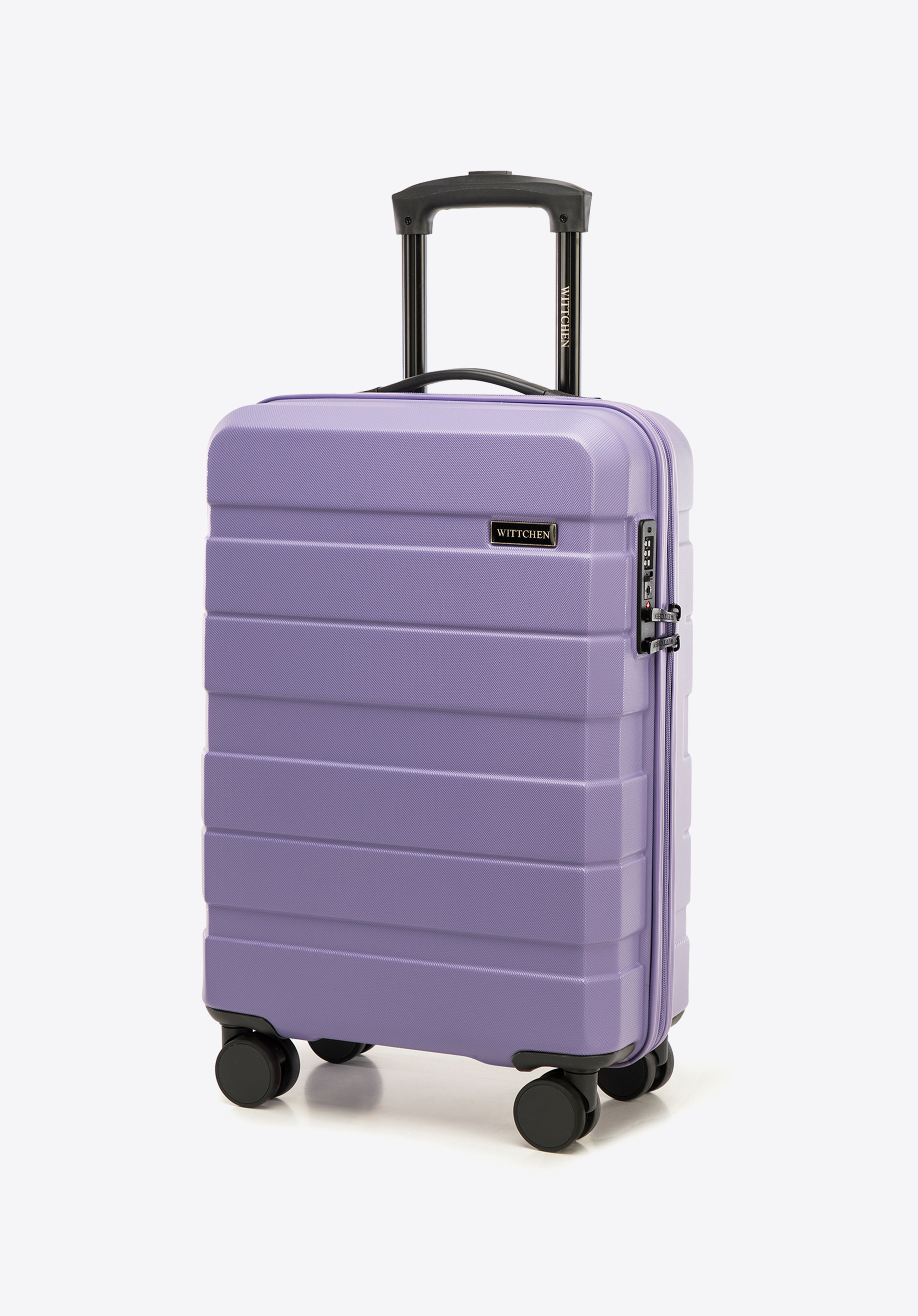 Kabinenkoffer aus ABS mit horizontalen Streifen, lila, 56-3A-101-24, Bild 1
