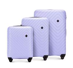 Kofferset aus ABS mit geometrischer Prägung, lila, 56-3A-75S-24, Bild 1