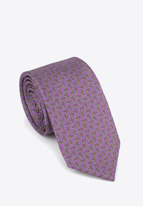 Mintás selyem nyakkendő, lila - narancs, 97-7K-001-X18, Fénykép 1
