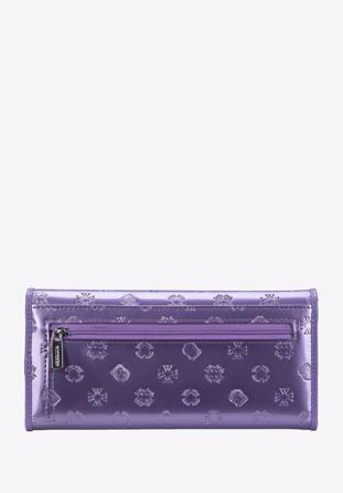 Női pénztárca, monogrammal dombornyomott lakkozott bőrből, lila, 34-1-413-FF, Fénykép 1