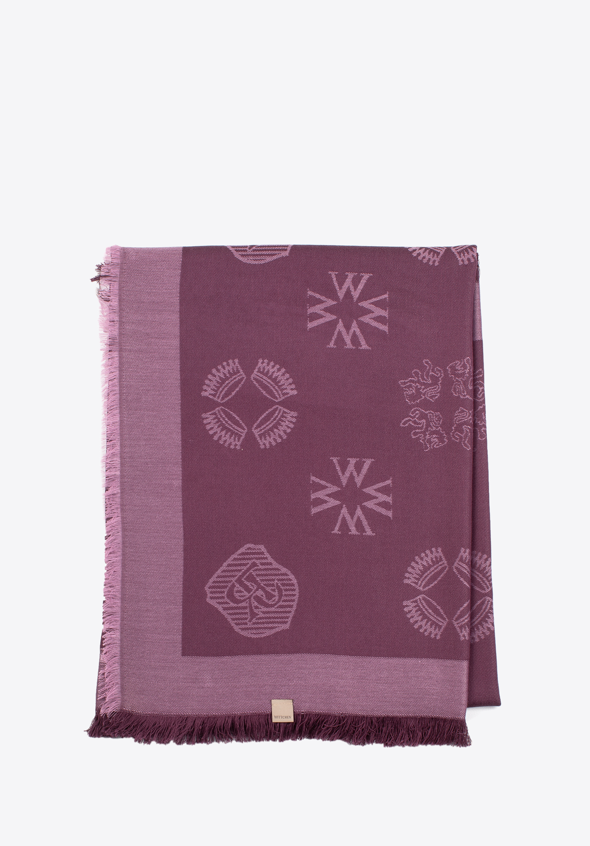 Női monogramos bambuszsál, lila, 97-7D-002-V, Fénykép 1