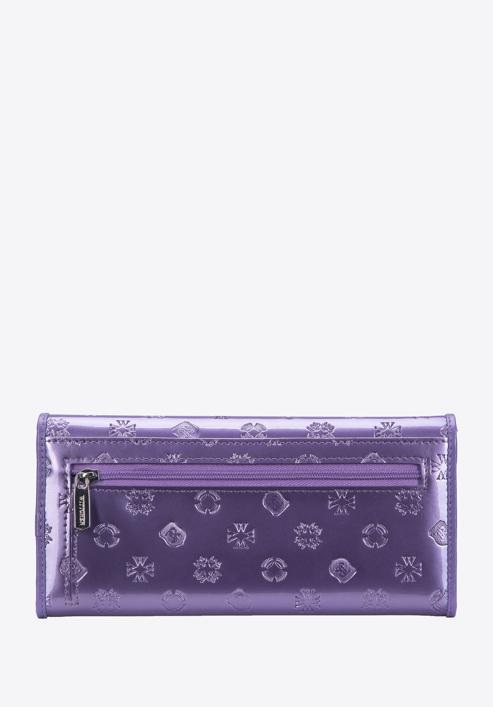 Női pénztárca, monogrammal dombornyomott lakkozott bőrből, lila, 34-1-413-FF, Fénykép 3