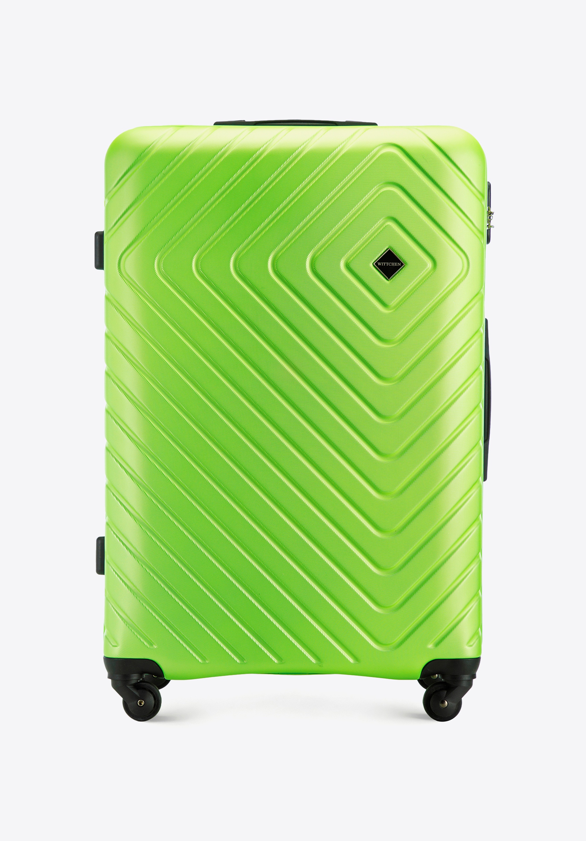 Großer Koffer  aus ABS mit geometrischer Prägung, limonengrün, 56-3A-753-86, Bild 1