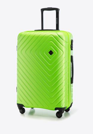 Mittelgroßer Koffer aus ABS mit geometrischer Prägung, limonengrün, 56-3A-752-86, Bild 1