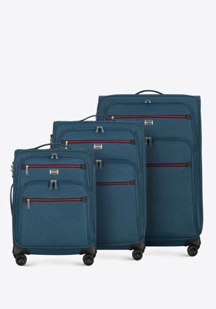 Set de valize moi cu fermoar roșu, marin, 56-3S-50S-91, Fotografie 1
