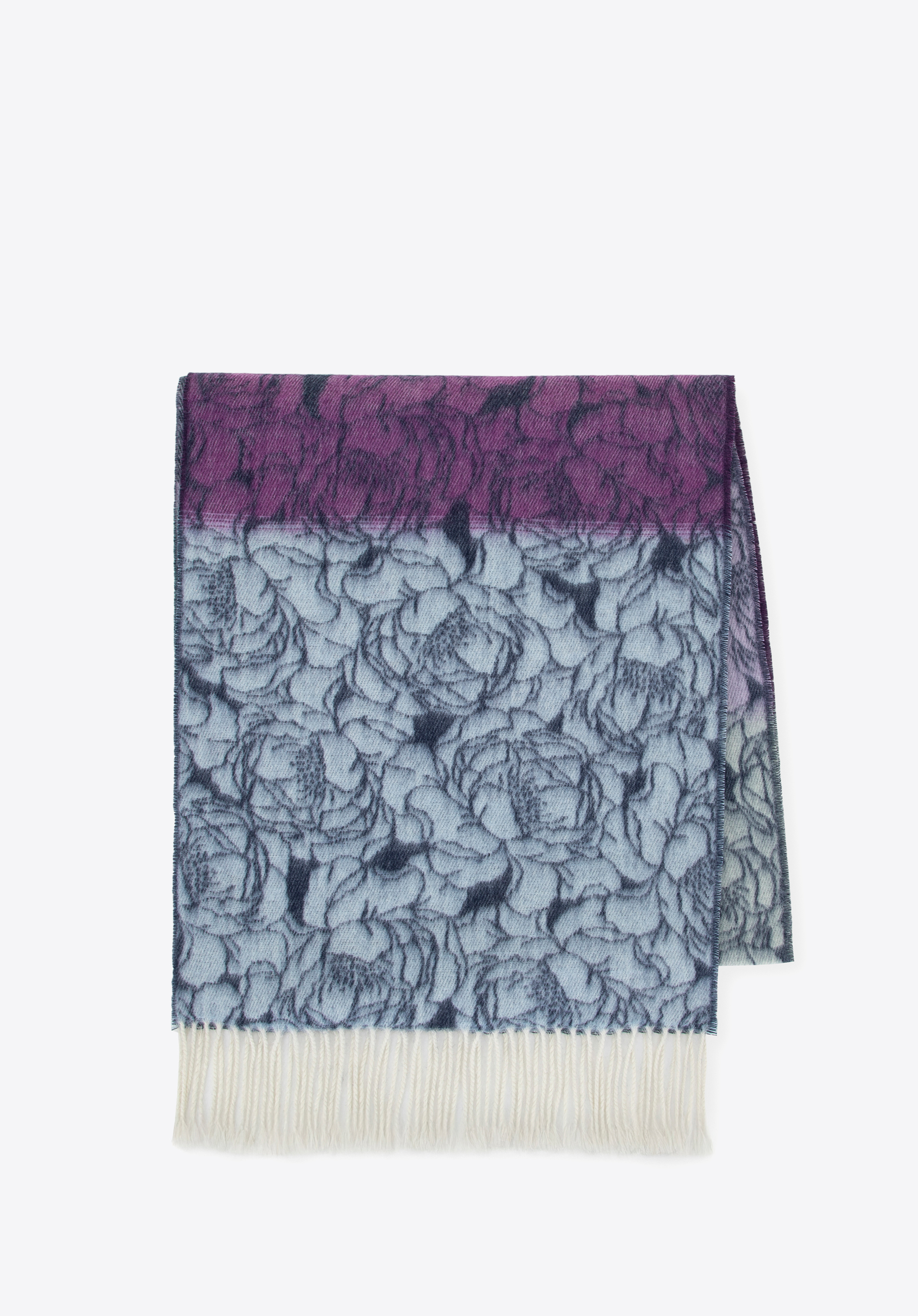 Damenschal mit Blumenmuster, marineblau - lila, 100-7D-002-X7, Bild 1