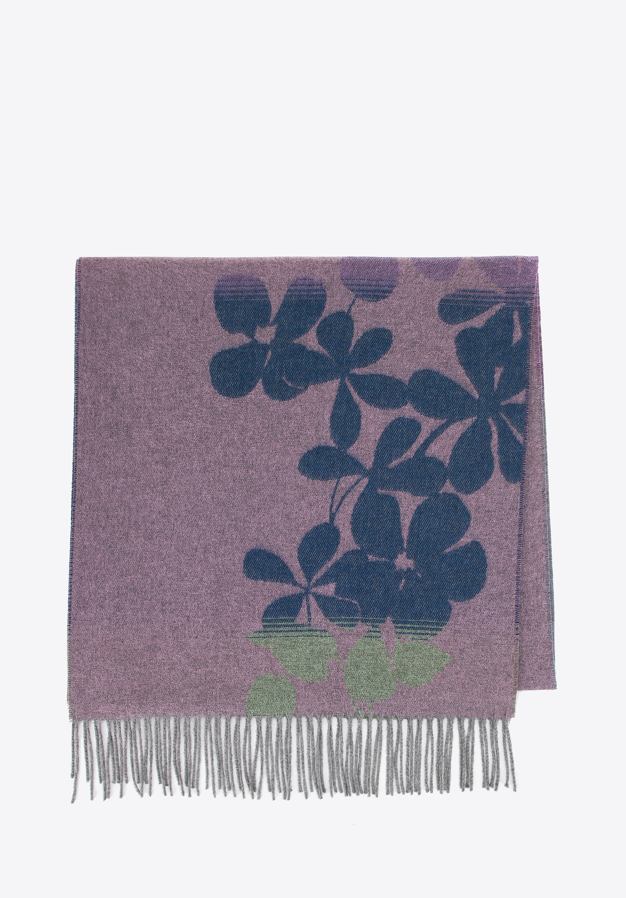 Damenschal mit Blumenmuster, marineblau - lila, 100-7D-00X-X14, Bild 1