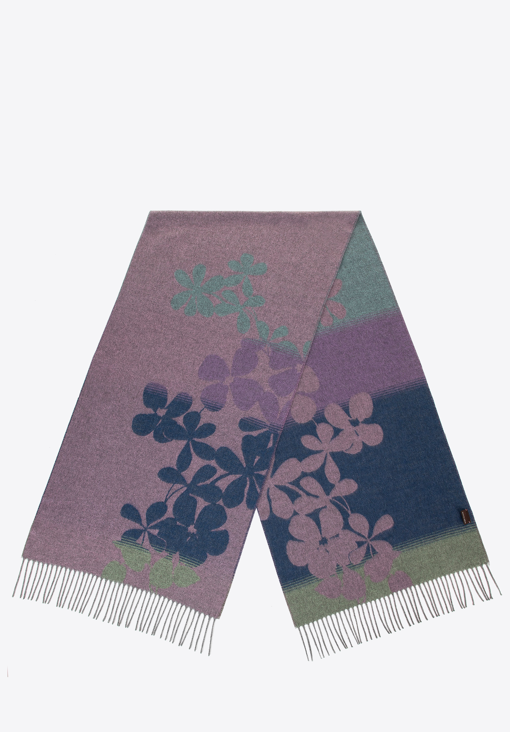 Damenschal mit Blumenmuster, marineblau - lila, 100-7D-00X-X14, Bild 1