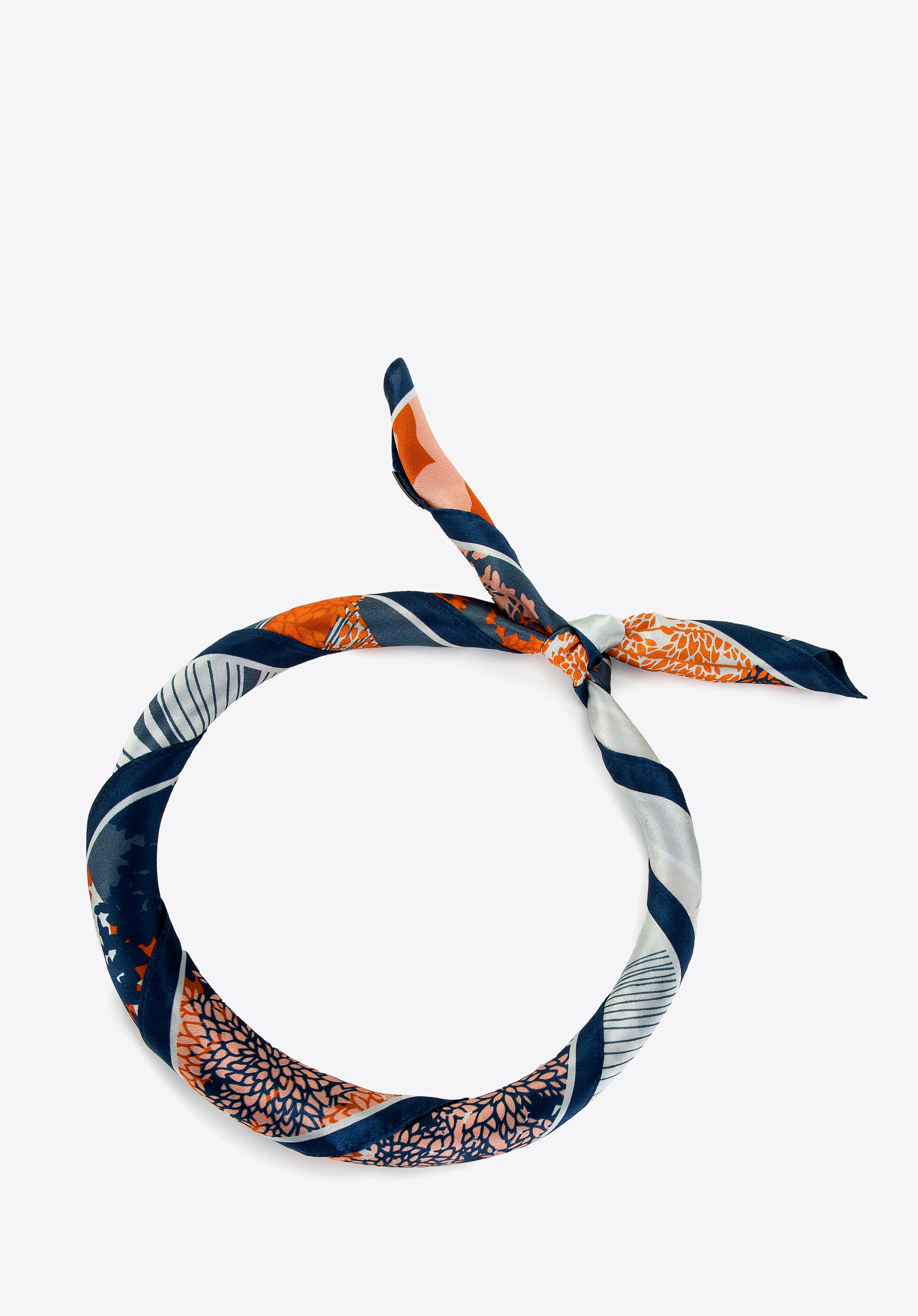 Damen Seidentuch mit Naturmotiv, Marineblau-Orange, 100-7D-S01-X23, Bild 1
