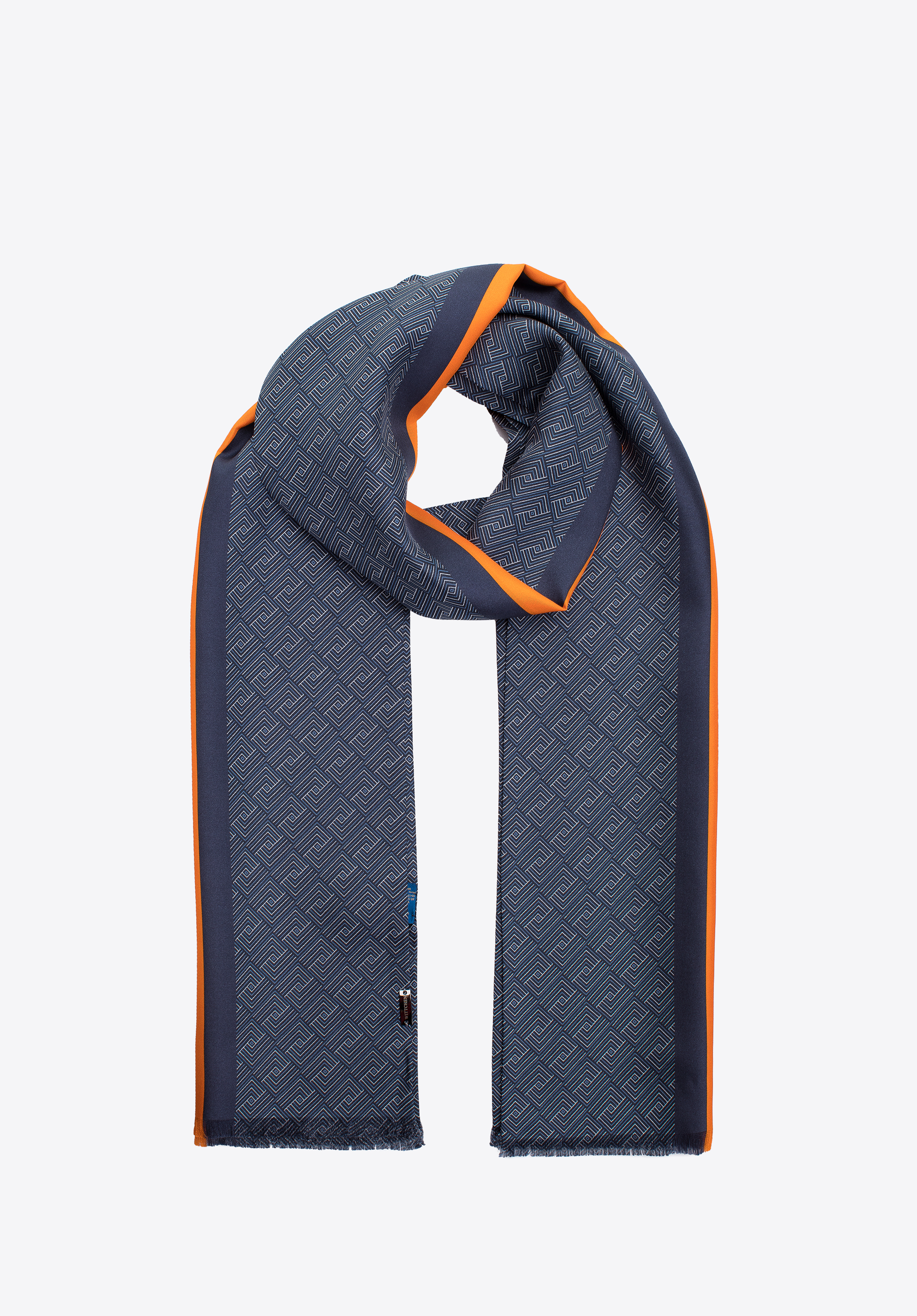 Seidenschal für Herren, Marineblau-Orange, 97-7M-S01-X2, Bild 1