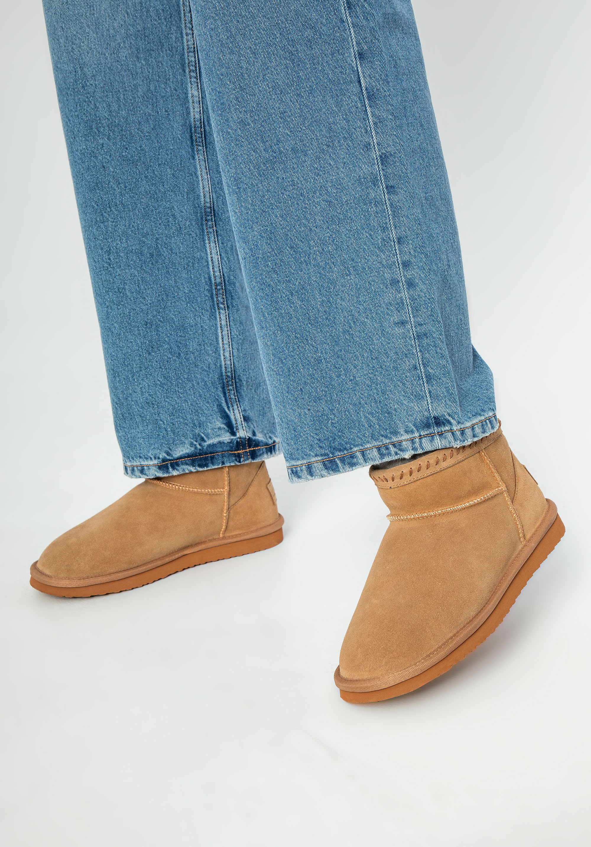 Cizme de damă din piele întoarsă cu lână, maro, 99-D-850-5-36, Fotografie 1