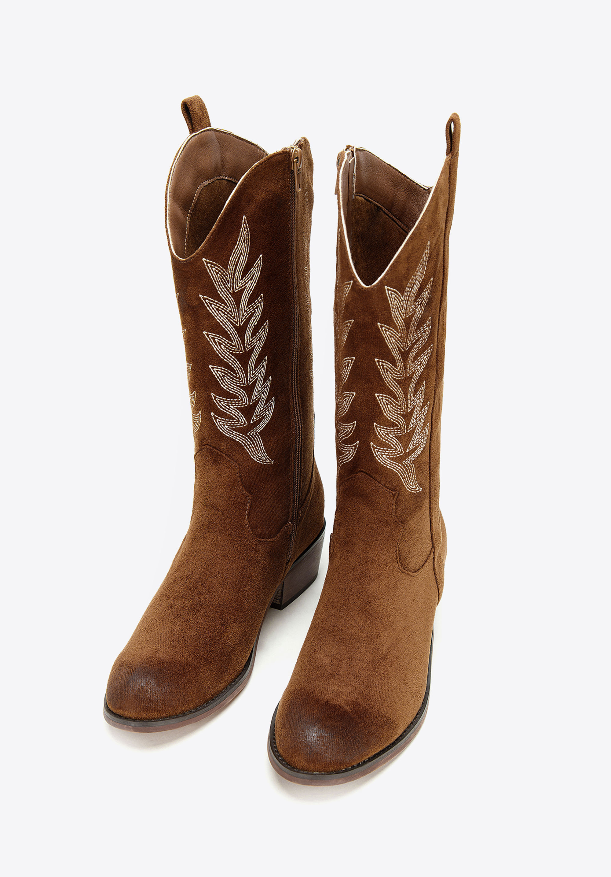 Cizme de cowgirl cu broderie contrastantă, maro, 97-DP-805-5-41, Fotografie 1