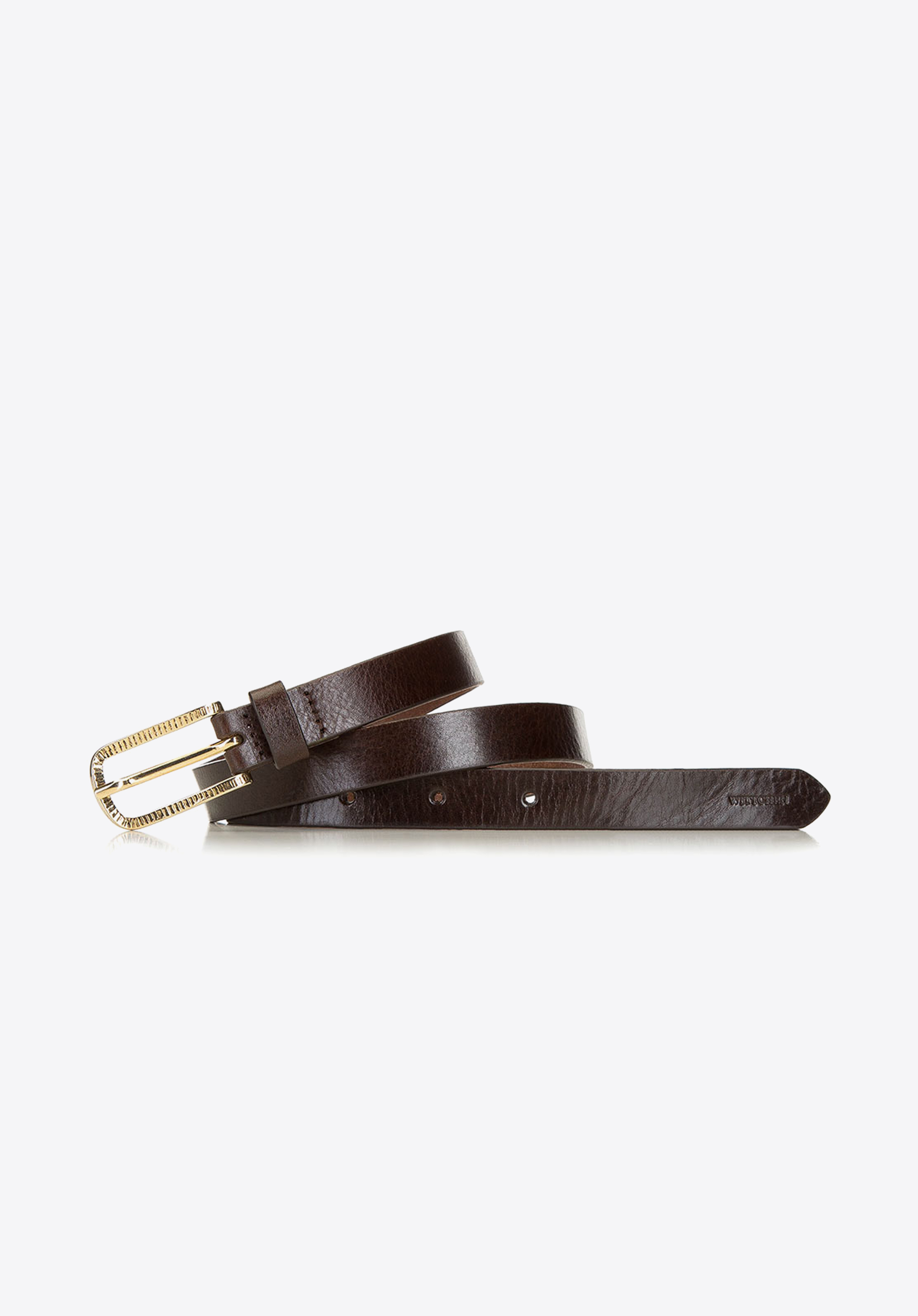 Curea de dama din piele cu catarama aurie, maro, 91-8D-307-4-XL, Fotografie 1