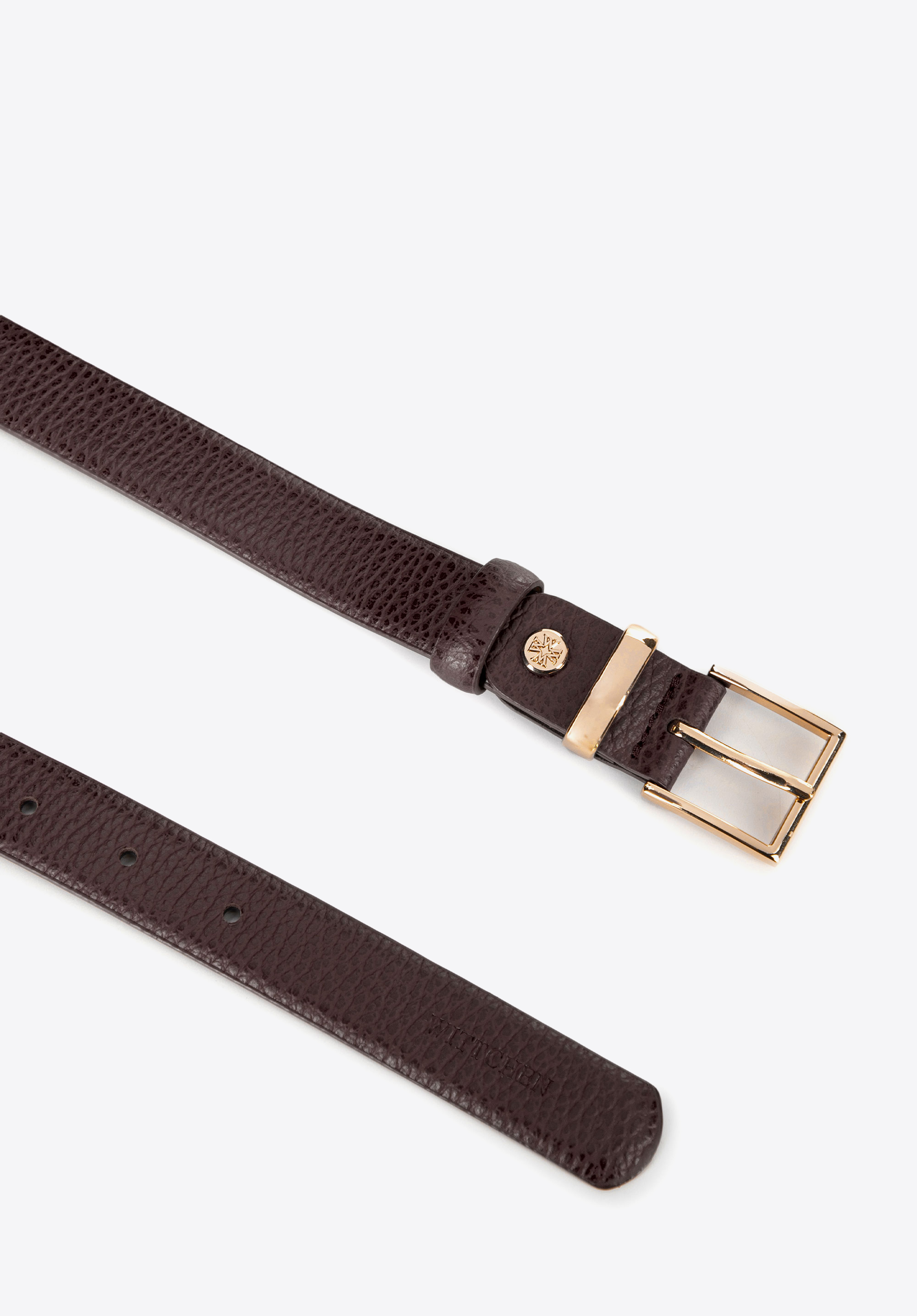 Curea subțire din piele pentru femei, maro, 101-8D-204-4-M, Fotografie 1