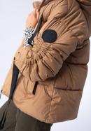 Jachetă de damă supradimensionată matlasată, cu manșete pe mâneci, maro deschis, 97-9D-401-N-XS, Fotografie 6