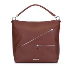 Geantă shopper cu fermoar oblic, maro, 93-4Y-428-5, Fotografie 1