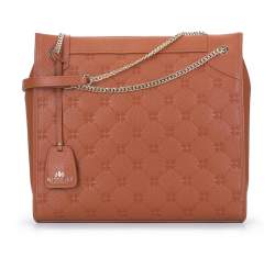 Geantă shopper mare din piele cu lanțuri, maro, 93-4E-311-5, Fotografie 1