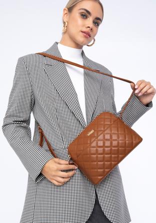 Geantă crossbody din piele artificială matlasată pentru femei, maro, 97-4Y-618-5, Fotografie 1