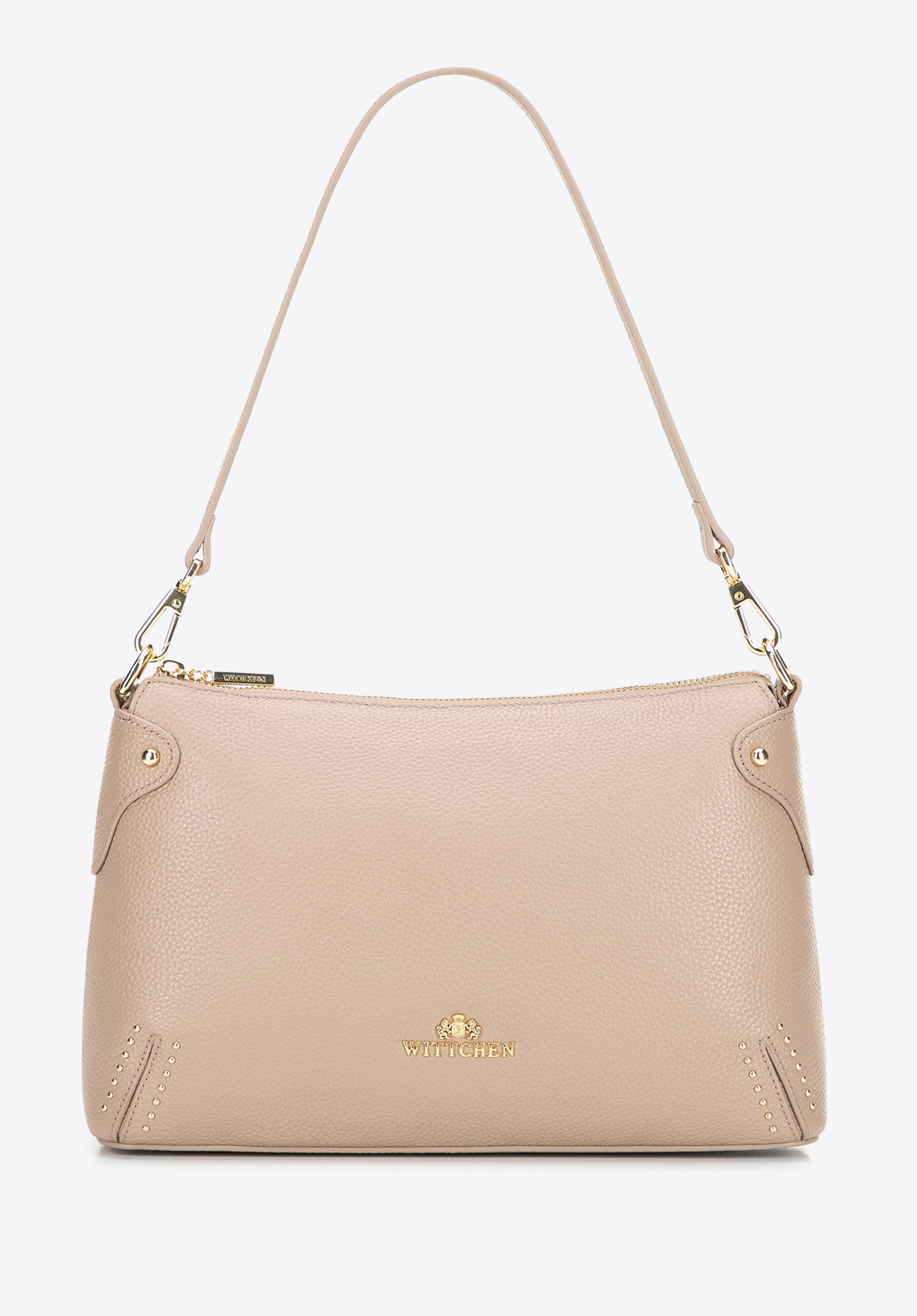 Geantă crossbody din piele pentru femei cu ținte delicate, bej, 99-4E-606-5, Fotografie 1